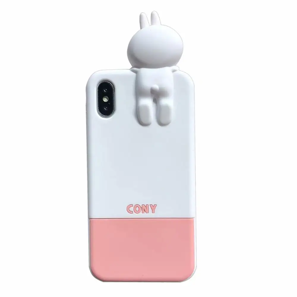 B ORYKSZ 3D чехол с кроликом из мультфильма для iPhone X XR XS Max 7 8 Plus Мягкий ТПУ силиконовый чехол s чехол для iPhone 8 7 6S Plus задняя крышка - Цвет: B