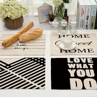 black geometric letter pattern placemat dining table mats drink coasters cotton linen pads 4232cm kitchen accessories mg0026