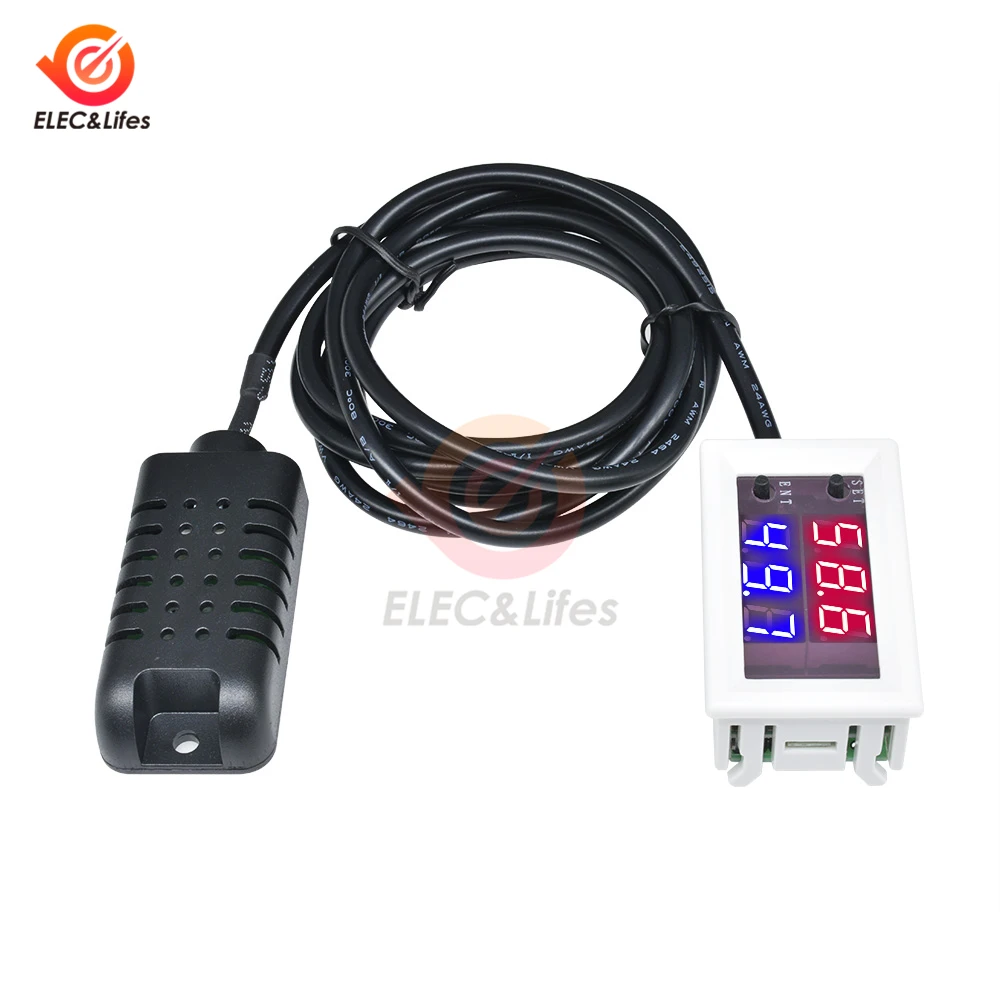 W2026C цифровой измеритель влажности DC 12V гигрометр регулятор влажности детектор 0~ 99% RH Регулируемый w/датчик влажности