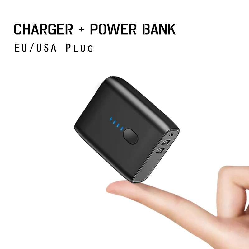 EU/US Foldable Plug 2 in 1 USB Charger Power Bank 5000mah Auto Power Off Fast Charging Powerbank Dual USB External Battery