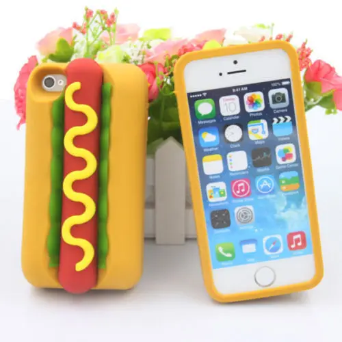 Hot Dog Для iPhone 6 6s 4," популярный 3D милый мультяшный Мягкий силиконовый чехол для телефона задняя крышка милый Единорог противоударный новейший чехол с животными - Цвет: Hot Dog