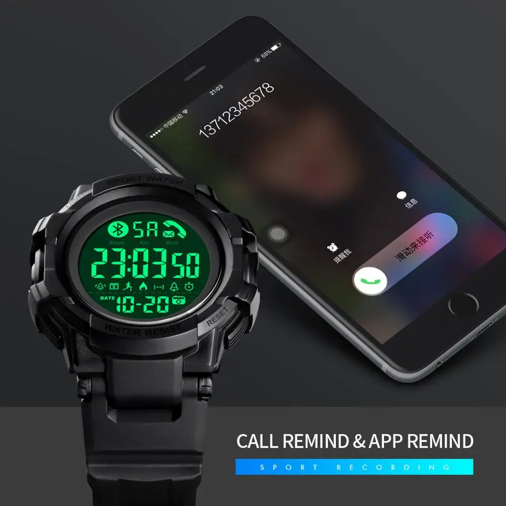 skmei smart watch men bluetooth compatible wrist smartwatch mens call message reminder reloj inteligente for huawei xiaomi 1501 free global shipping