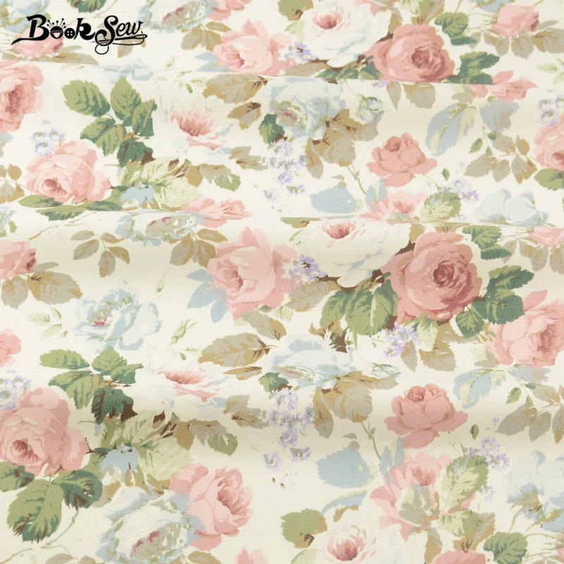 Booksew хлопок саржа белая стеганая ткань цветочный узор DIY Tecidos De лоскутное шитье сеточная ткань Por Metro Algodon