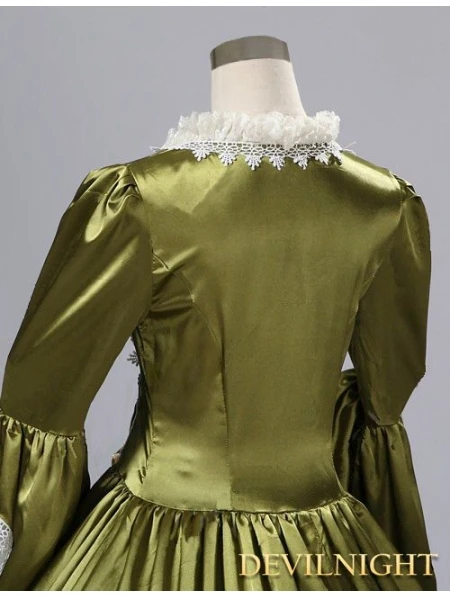 Атласное Бальное платье с рукавами-трубами маскарадное в викторианском стиле |