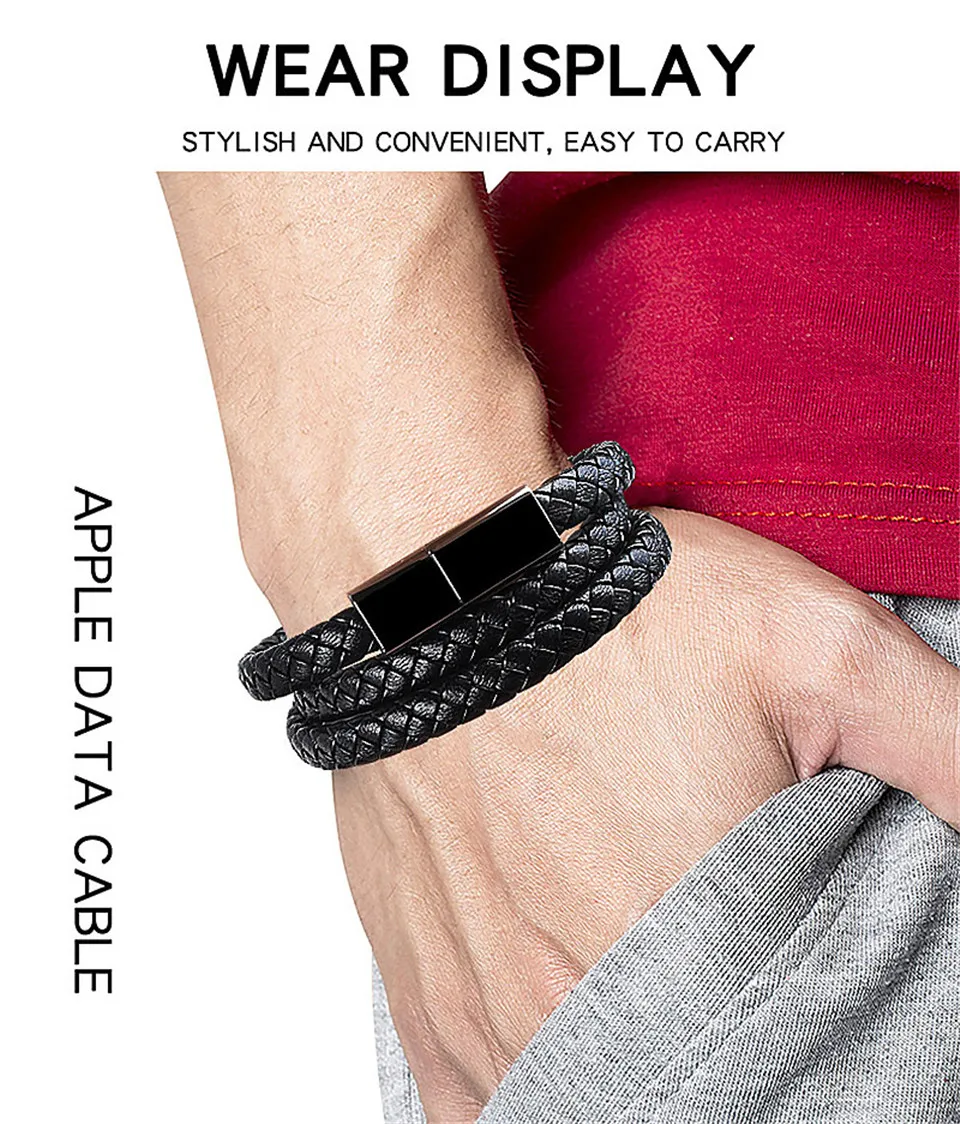 USB кабель-браслет для iPhone наружные кожаные браслеты Быстрая Зарядка Синхронизация данных для iPhone XS X 5 6 7 8 кабели зарядный шнур для телефона
