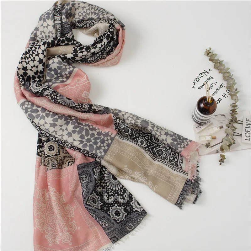 Новинка 2019 женский модный осенний шарф из вискозы с геометрическим узором шали