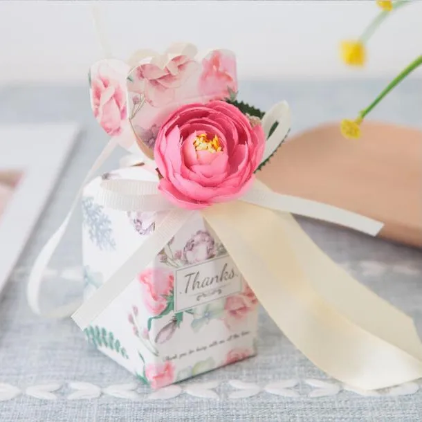 Free shipping vase shape wedding paper box with flower and ribbon chocolate boxes YWMB20 | Дом и сад