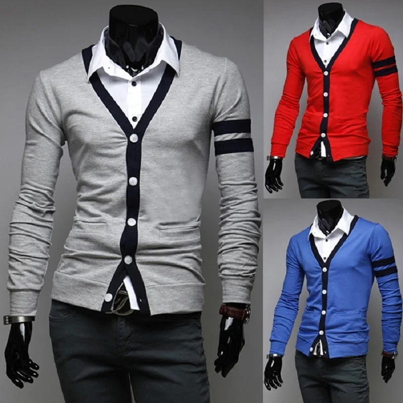 

Мужской свитер ZOGAA, повседневный трикотажный свитер с треугольным вырезом, 2019