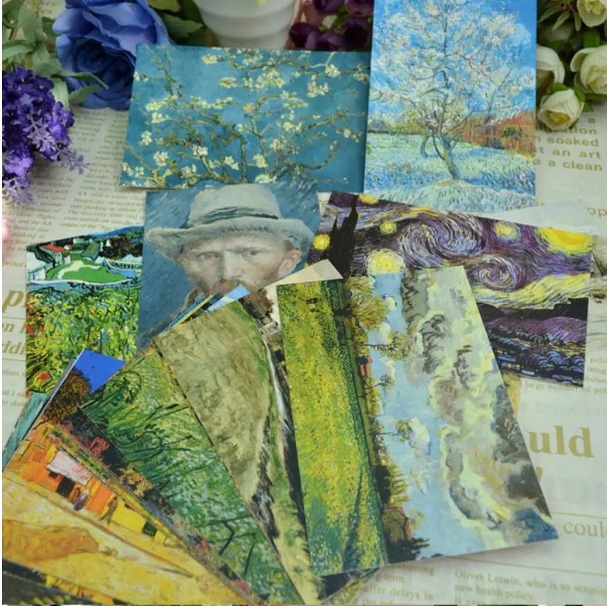 30 листов/партия масляные открытки Van Gogh поздравительная открытка Рождественская