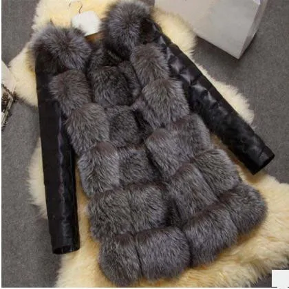 Новинка женские меховые куртки из искусственной кожи с длинным рукавом Размеры