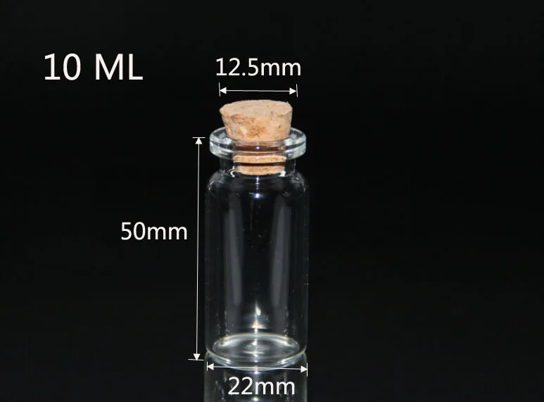 10pcs/lot 22*50mm 10ml Mini Glass Bottles Empty Sample Jars with Cork Stoppers for DIY Craft Wedding Holiday Home Decoration |