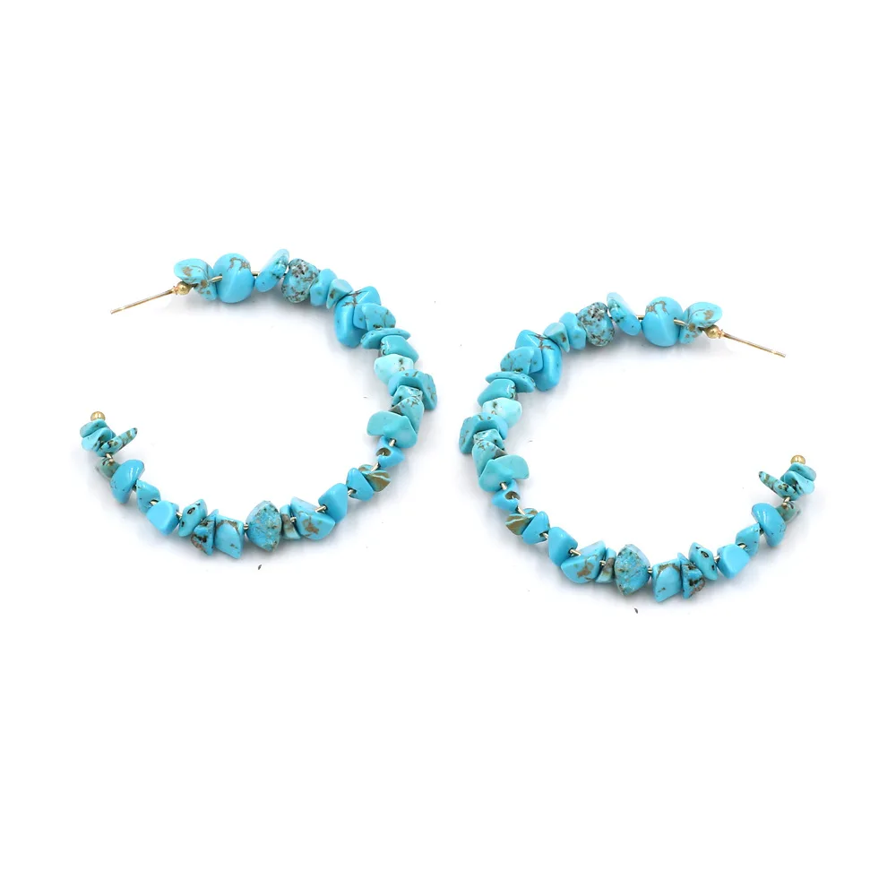 ZA Boho разноцветные каменные бусины Серьги-кольца женский винтажный этно большой круглый массивные Женские Ювелирные серьги оптом подарок
