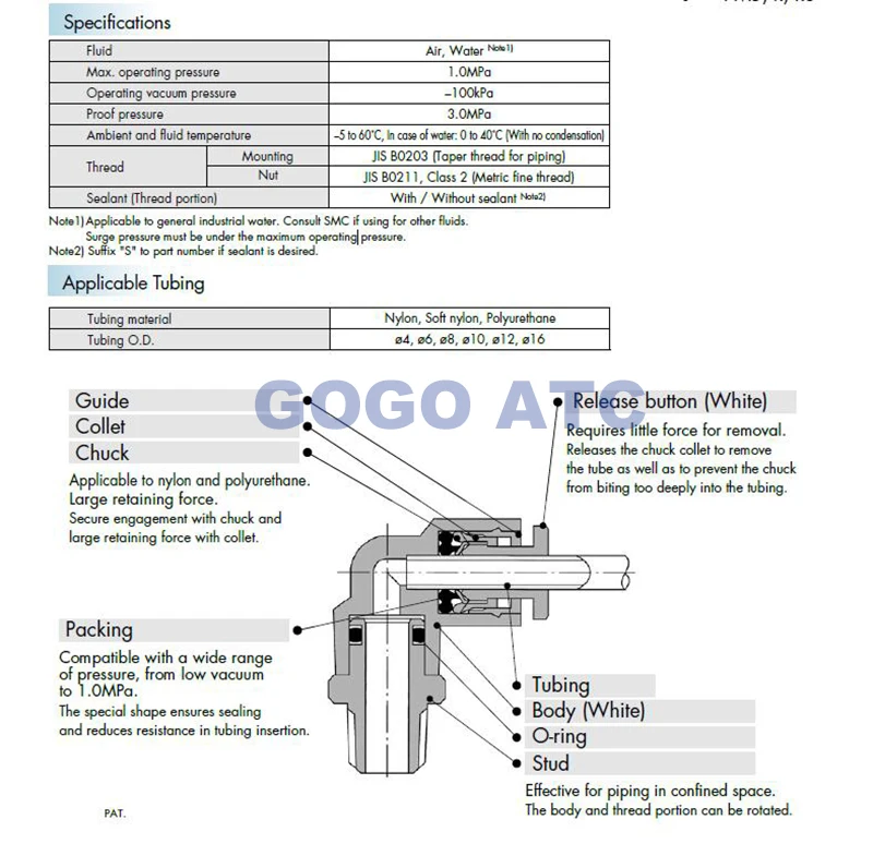 SMC тип Высокое качество фитинги KGL16-03 OD 16 мм резьба Rc 3/8 Мужской Elbow 304/316 нержавеющая