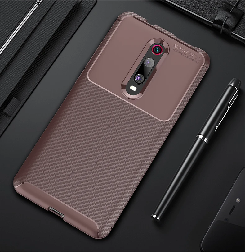 brown Чехол для Xiao mi Red mi K20 Pro mi 9T Pro mi 9T K20, чехол, роскошный армированный бампер, мягкий силиконовый карбоновый гелевый Чехол из ТПУ - Цвет: brown