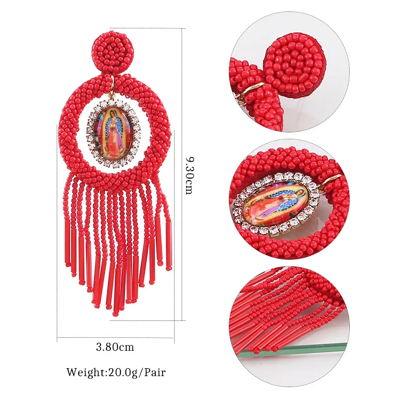 

Sehuoran Glass Beads Tassel Earrings Drop Earrings For Women Lady Party Big Statement Earrings Fringe Party Jewelry Gift