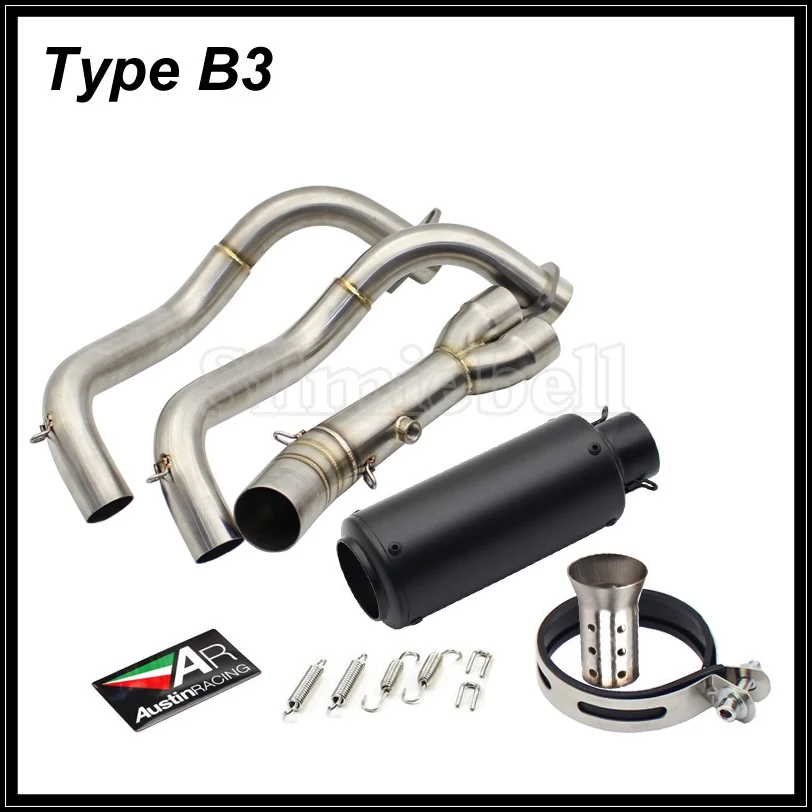 Type B3 Для Yamaha MT07 mt-07 FZ07 FZ-07 Tracer XSR700 Moto Escape Pipe Slip-on мотоциклетная выхлопная труба akrapovic глушитель с соединительной трубой - Цвет: Type B3