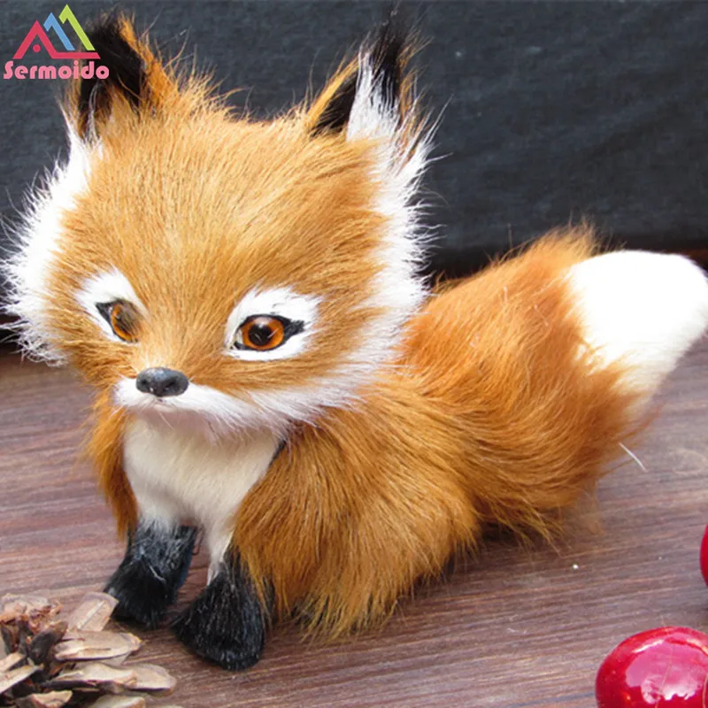 3 ''милый реалистичный лиса Настоящий мех Пушистый животный интерьер орнамент
