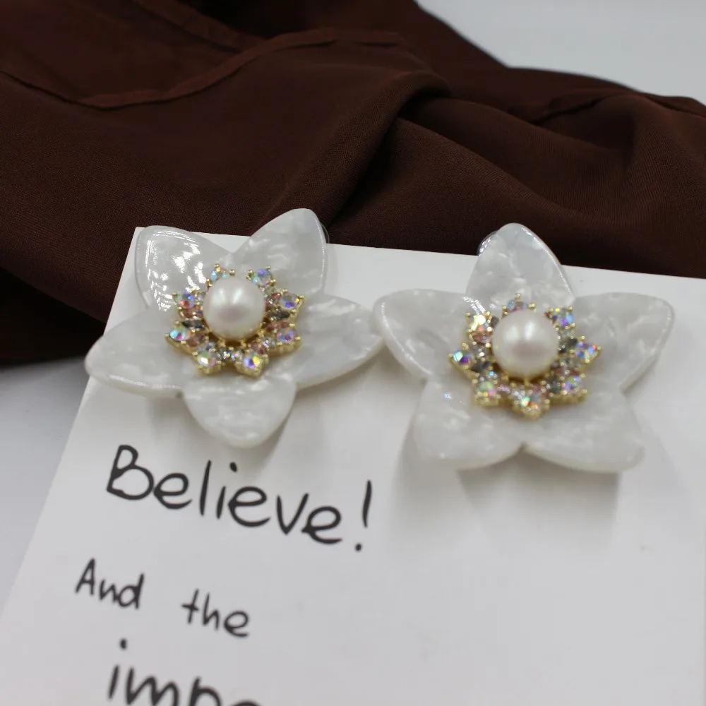 The temperament exaggerates the individuality creativity big flower inserts drill ear nail female Earring For Women Jewelry | Украшения и