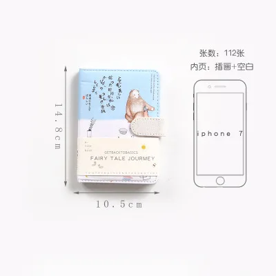 Blue A6 A5/6 Корейская Школьная тетрадь с животными из мультфильмов, дневник, канцелярские принадлежности для девочек, подарок, милый дневник, блокнот, пустая книга, блокнот, пуля, журнал - Цвет: Blue A6