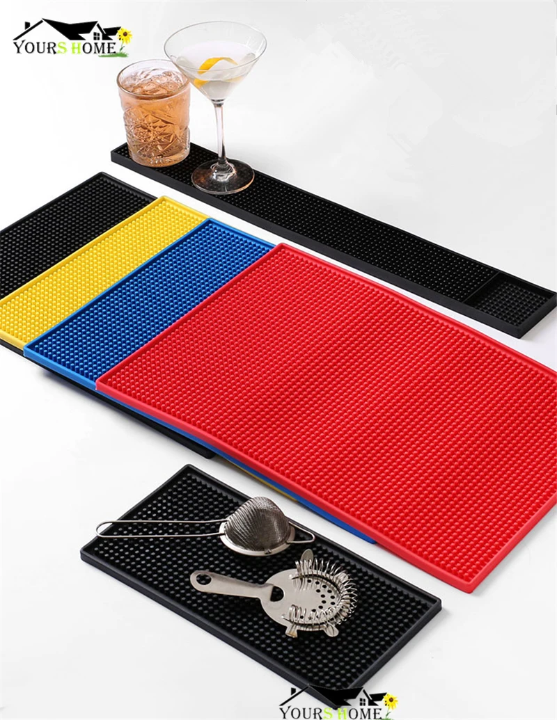 

3 Size & 4 Colors Rubber Table Cup Mat Kitchen Pvc Mat Pad For Bar Cocktail Barware