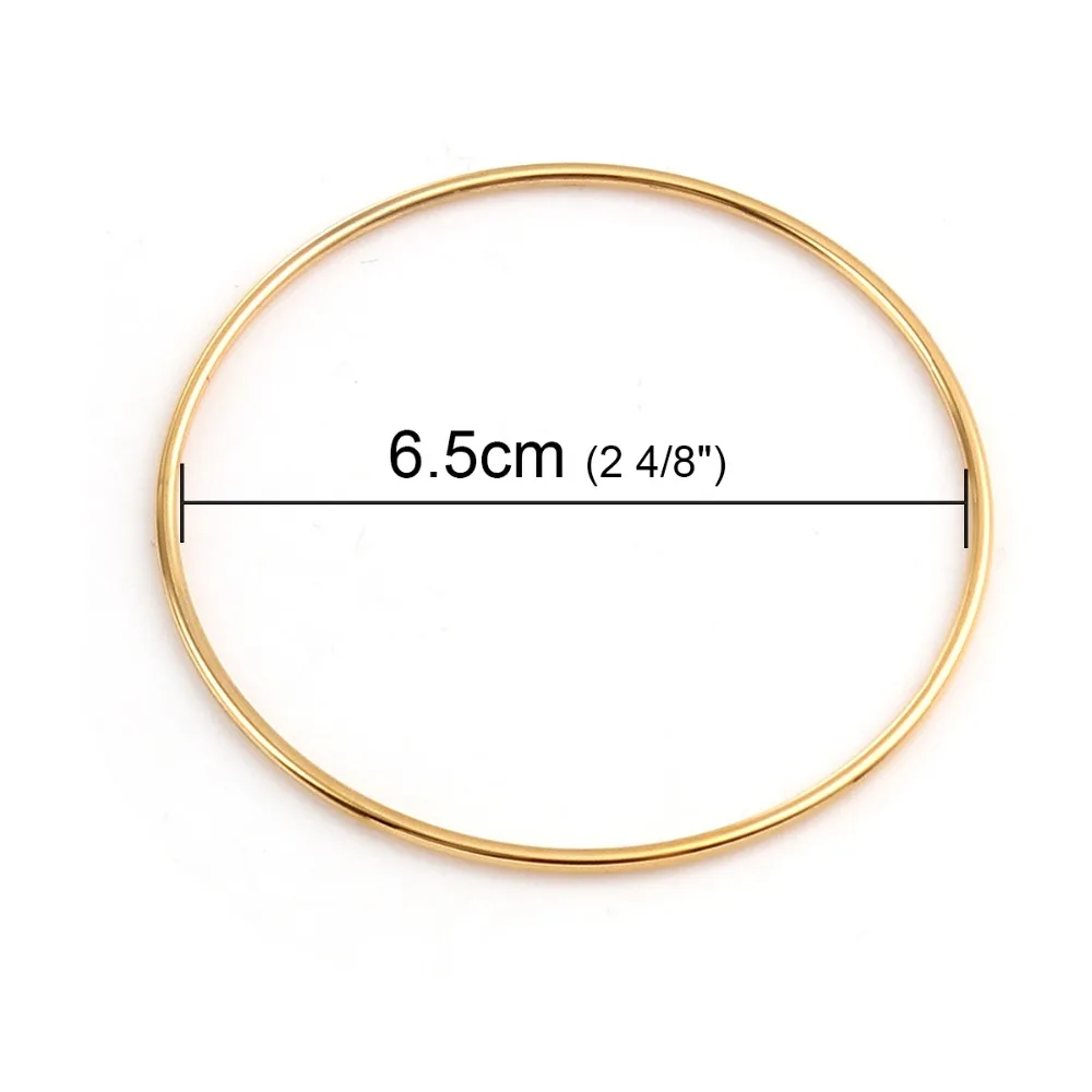 

DoreenBeads Stainless Steel Bangles Bracelets Gold Color Round Concise Charms Classic Unisex Jewelry 18.5-22cm long, 1 Piece