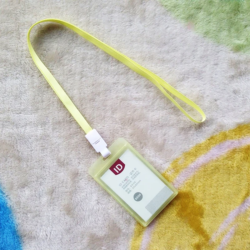 vertical Yellow Пластиковый бизнес автобус ID держатель для карт чехол Lanyards шейный ремешок Акриловый Вертикальный горизонтальный бейдж для визиток Обложка офисные принадлежности - Цвет: vertical Yellow