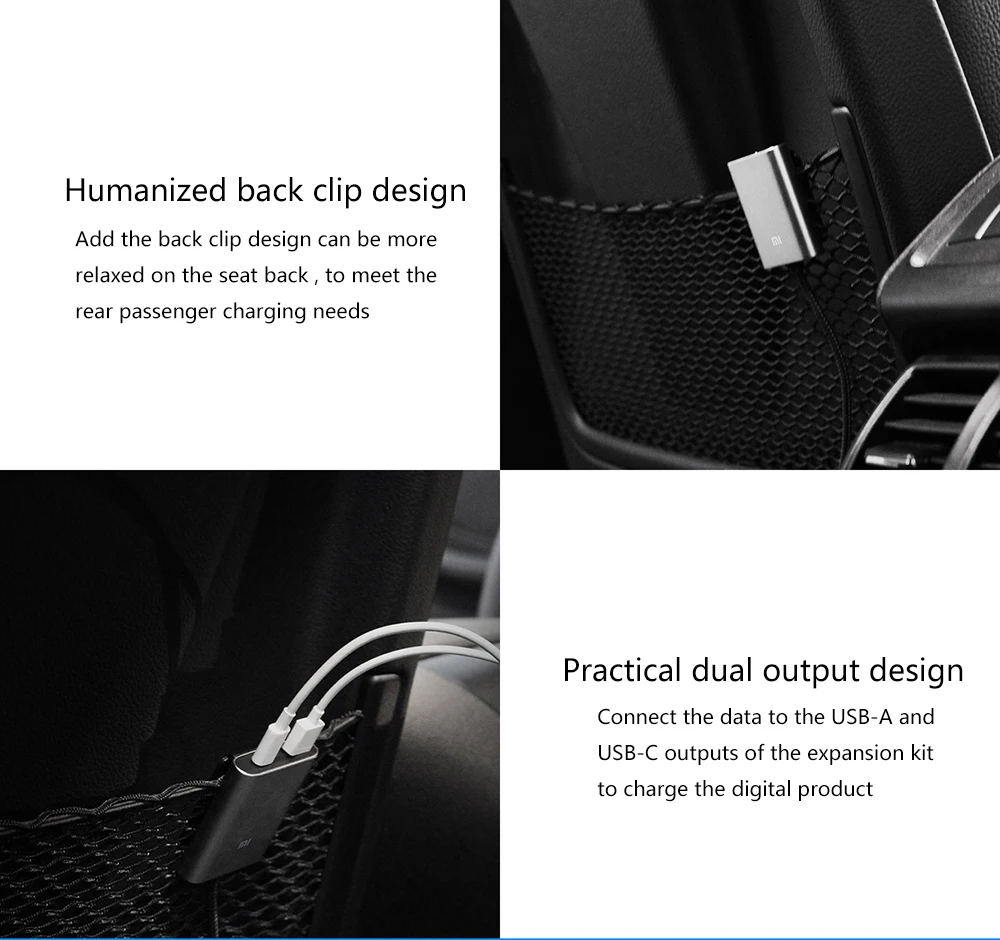 Original Xiaomi Car Charger QC3.0 Fast Version Extended Accessory parts quaick charge USB-A USB-C Dual Port Output Smart Car