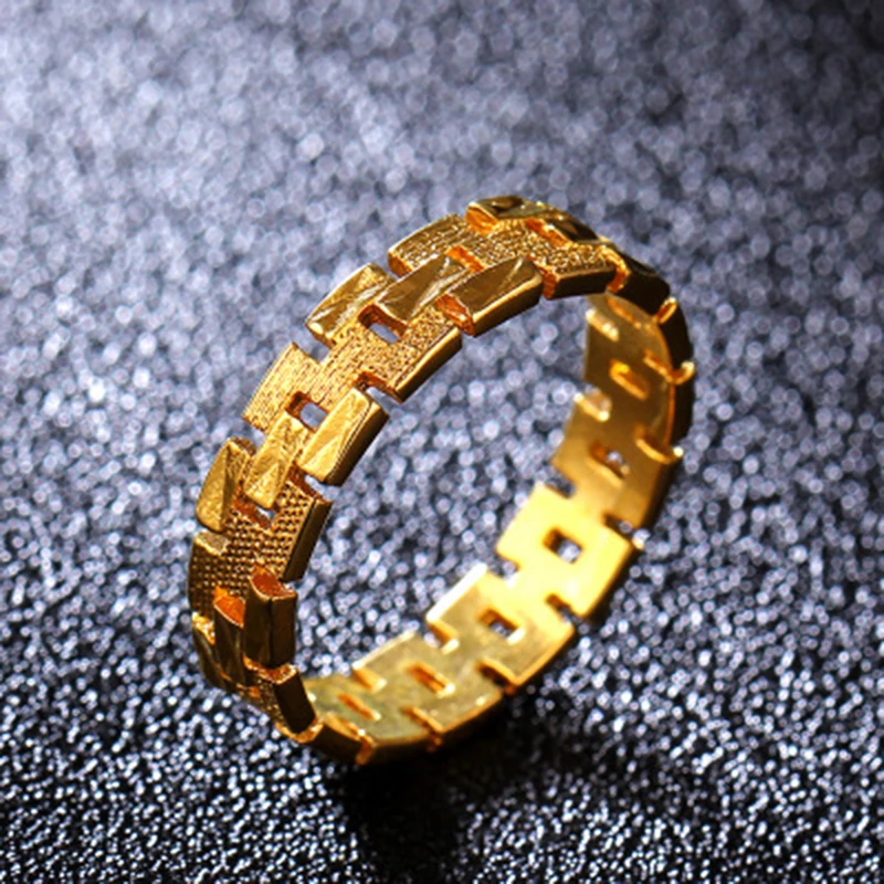 Изящное кольцо 18 КГП имитация золота в форме кирпича для женщин | Украшения и