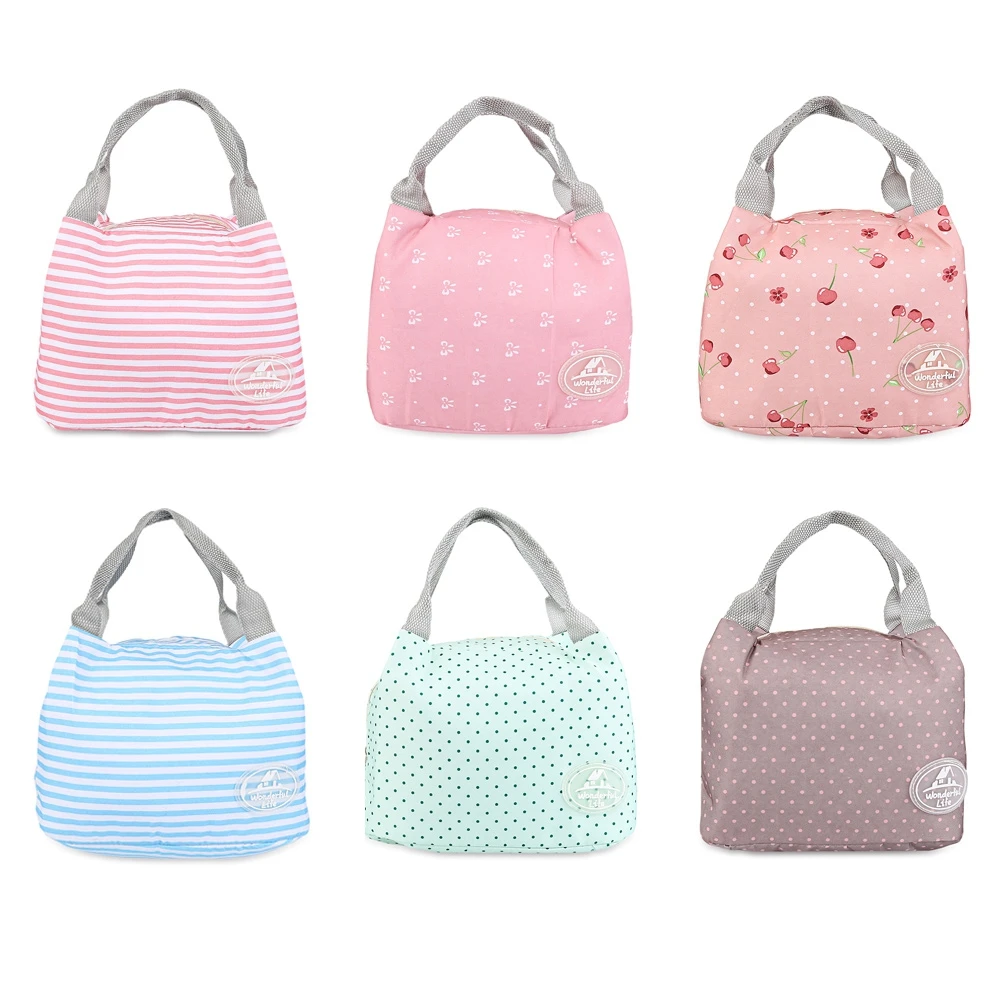 2017 New Waterproof stripe lunch bag High quality fabric tote for women kids Traving |