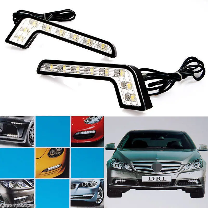 Авто Светодиодный дневной светильник s лампы дневного света Противотуманные