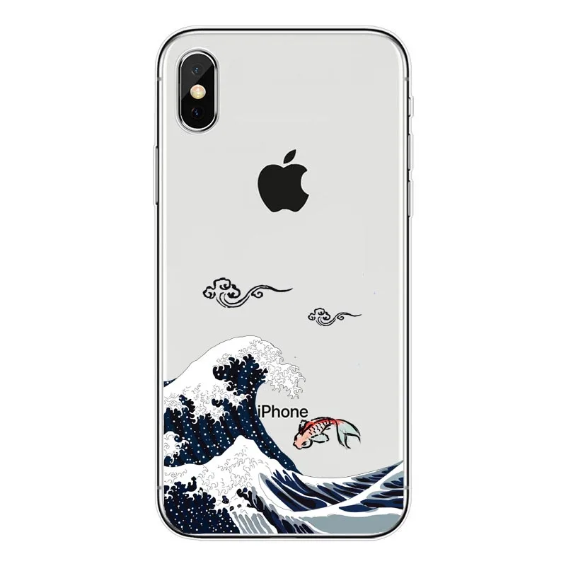 The Great Wave off Kanagawa задняя крышка мягкий чехол для телефона чехлы iPhone 7 6s 6 8 8Plus X XS 11 12