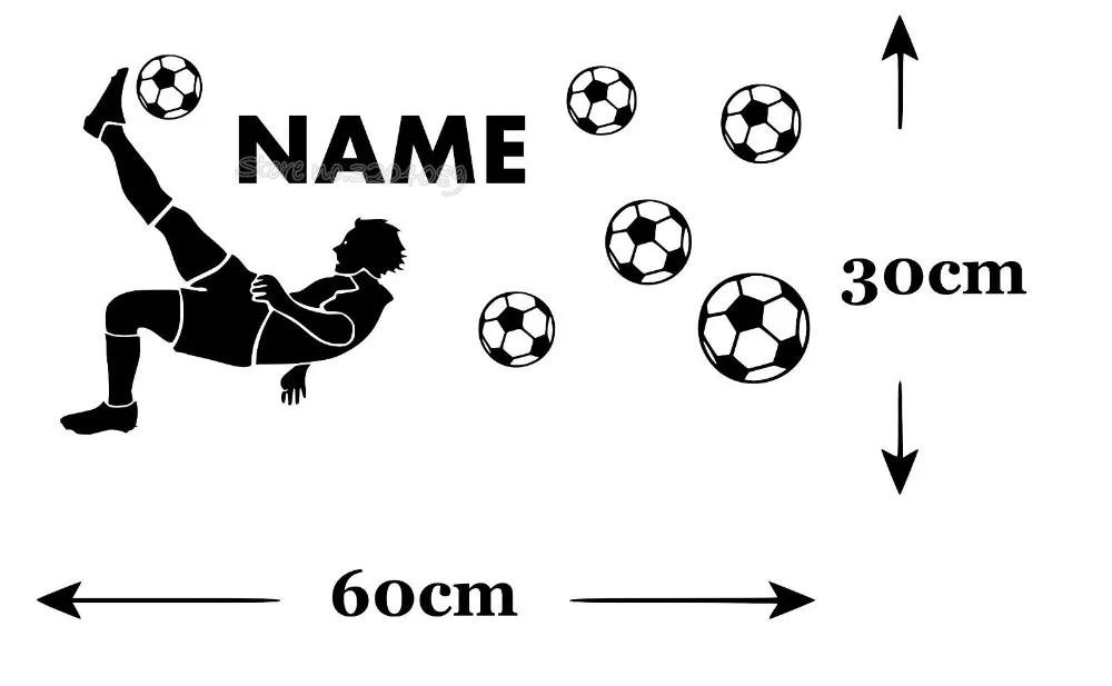 Наклейки на стену с силуэтами футбольного игрока персонализированные имена и