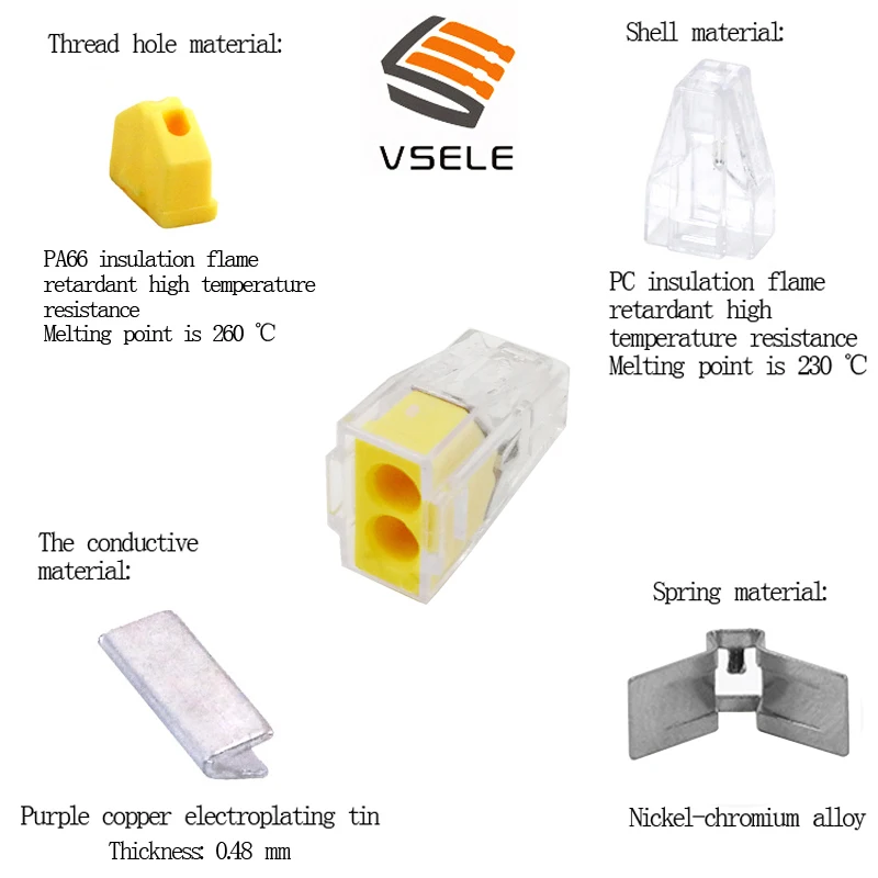 30 шт./лот VSE 102 A твердые провода разъемы 0 75 773 мм2 2p Тип штекера пружинный зажим Мини