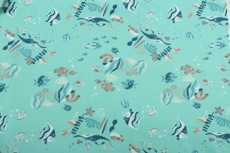 Хлопчатобумажная ткань с принтом клоуна рыбы для шитья Детские платья девочек