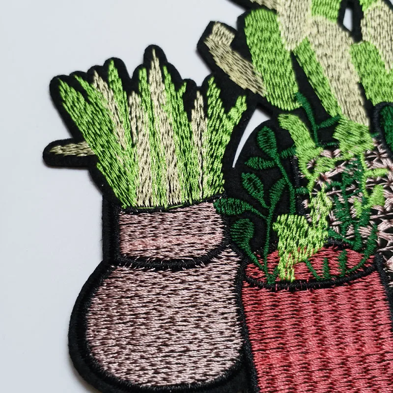 Высокое качество нашивки "птицы" для одежды 3D кактус вышитые нашивки DIY железные на цветы parches вышивка аппликация растения