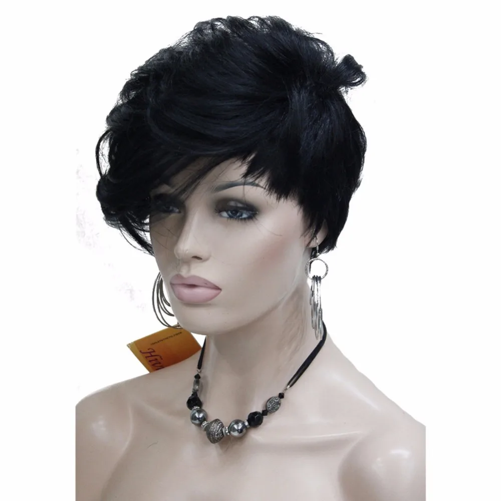 StrongBeauty женские Асимметричные наклонные челки Черный короткий прямой Боб