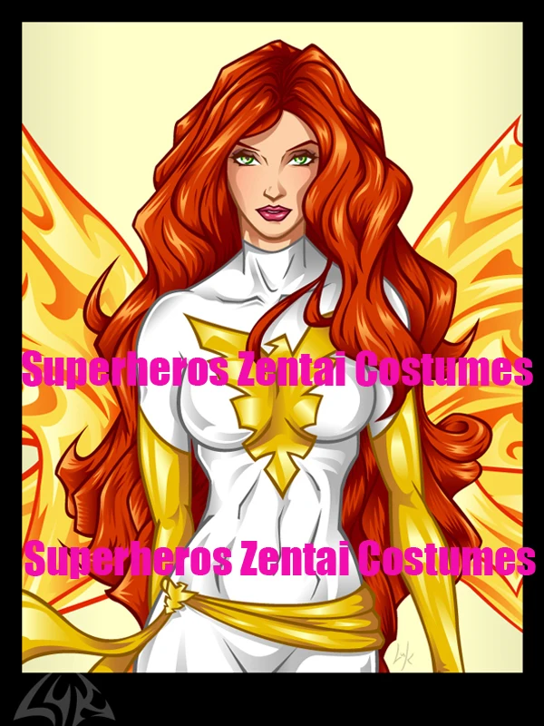 Костюм для косплея X men Zentai Женский белый костюм из джинсовой ткани с Фениксом 3D
