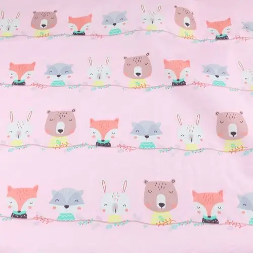pink bear fox 160 см* 50 см хлопок ткань мультфильм Медведь Лиса Сова стрелка ткани для комплект кровати «сделай сам» Подушка платье лист Декор ручной работы Лоскутная Ткань - Цвет: pink bear fox