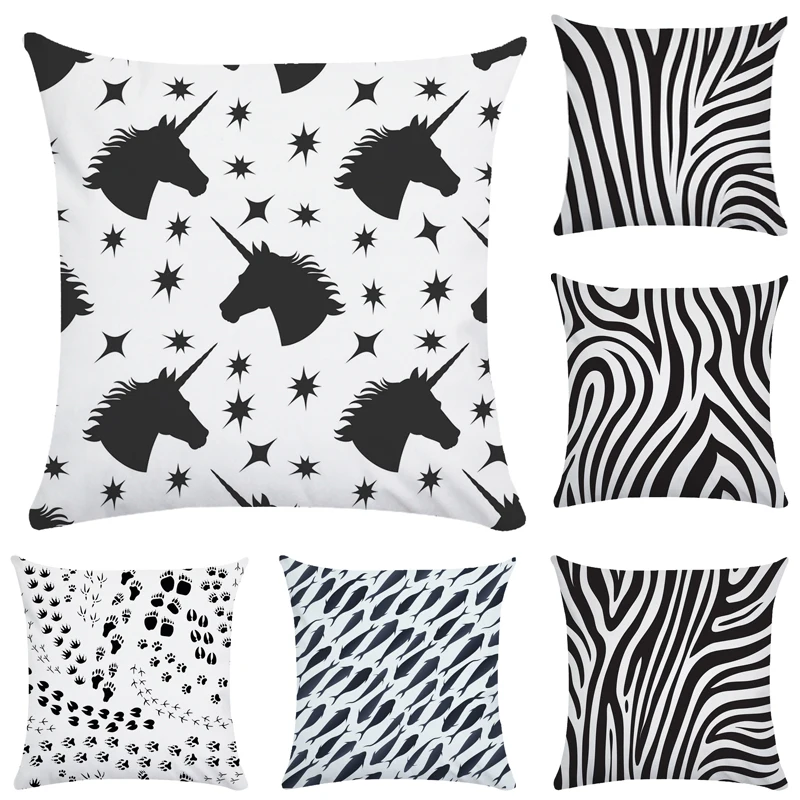 

Наволочка с рисунком зебры 45x45 см, черного и бежевого цветов, наволочка в полоску, в минималистическом стиле, чехлы для подушек с геометричес...