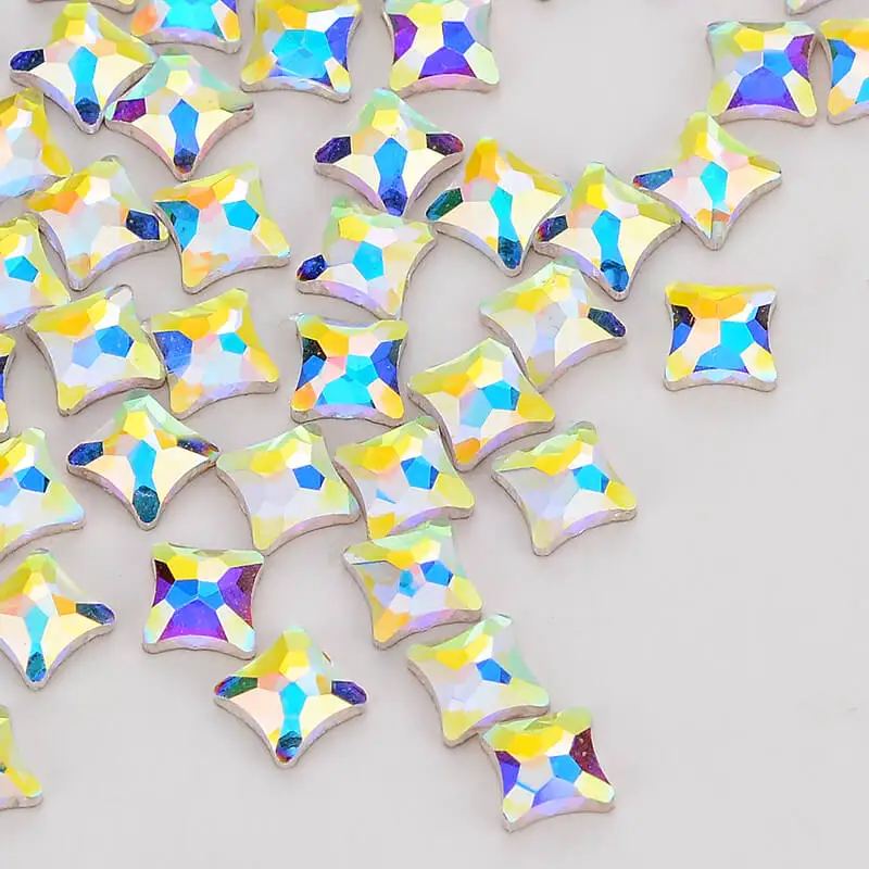Diamantes de imitación de Cristal AB para decoración de uñas, 30 piezas, forma de dardos, 6mm, parte trasera plana, para boda, diseño de personalidad