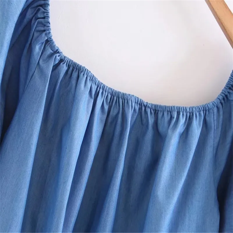 Новинка однотонное свободное мини платье с открытыми плечами красивые летние