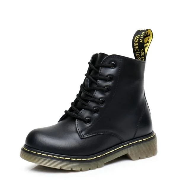 Ankle boots Black Новинка г.; зимние детские мотоботы из натуральной кожи в британском стиле; обувь для маленьких девочек; военные ботинки; детские зимние ботинки для мальчиков; 04 - Цвет: Ankle boots Black