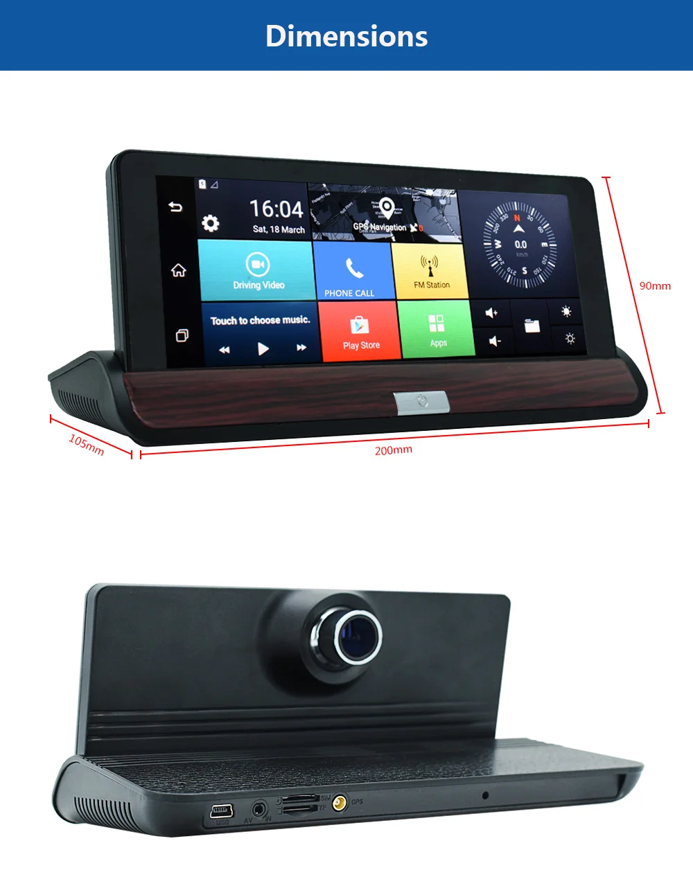 Sbhei 3g 7 &quotавтомобильный gps навигатор Bluetooth Android DVR 1 ГБ ОЗУ 16 Гб ПЗУ Автомобильный