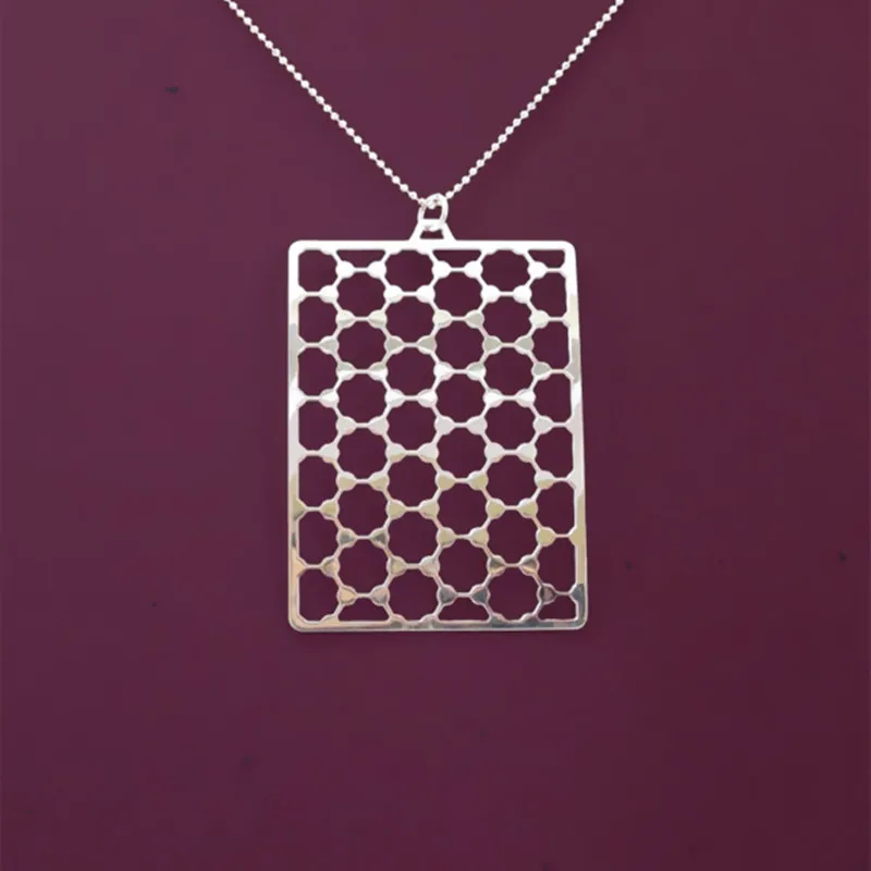 Drop shipping Geometry Graphene structure necklace chemistry Hexagonal statement pendant Gold/Silver plated With 50cm ball chain | Украшения