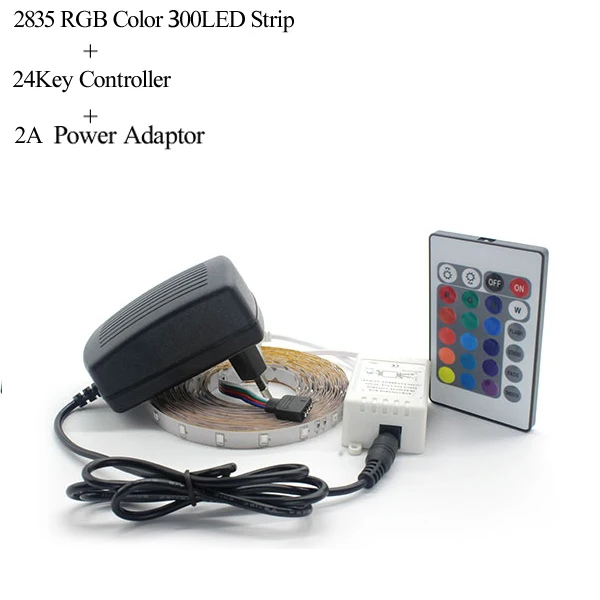 RGB 2835 Светодиодная RGB LED SMD 5050 2835 cinta гибкие банда RGB 5 м де синта diodo де DC 12 V+ управление Remoto+ adaptador de la UE - Испускаемый цвет: RGB 2835