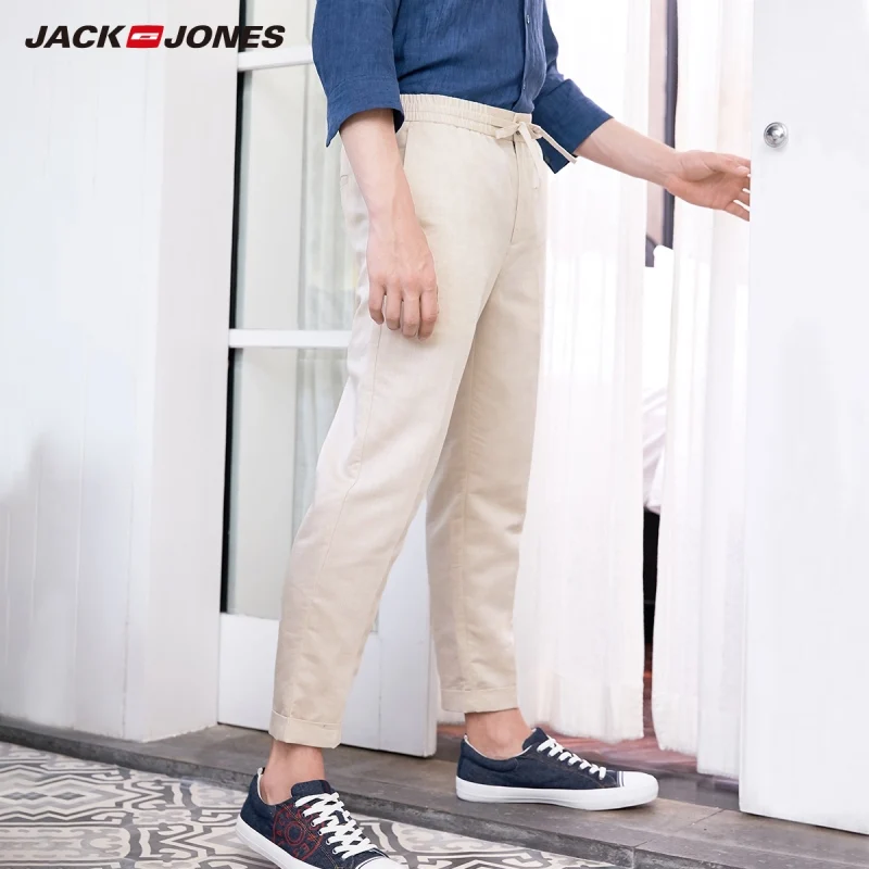 JackJones мужские облегающие укороченные брюки из льна и хлопка повседневные длиной