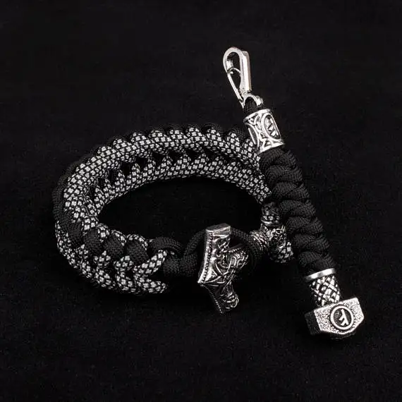 Survival Paracord Bracelet Mjolnir Thor's Hammer Viking Scandinavian Nordic Norse Jewelry 550 Cord | Украшения и аксессуары