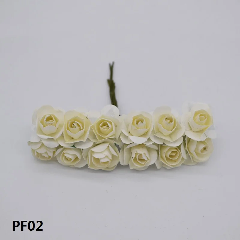 PF02 72 шт./лот, 2 см, мини бумажный цветок, искусственные розы, свадебный букет, венок, домашний декор для свадебной вечеринки, принадлежности для скрапбукинга - Цвет: PF02