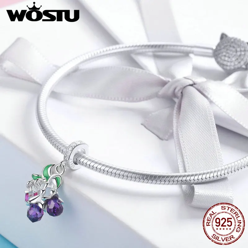 WOSTU, Новое поступление, 925 пробы, серебряный, красочный цветок, шарм, подходит для браслета и ожерелья, кулон, роскошные ювелирные изделия, подарок, FIC1019