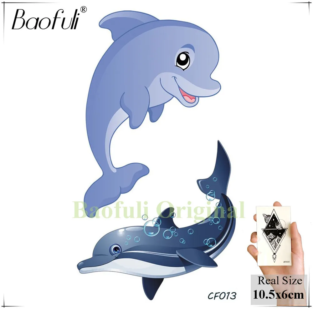 Baofuli лиса флэш Временные татуировки единорог мультфильм Dlophin искусство